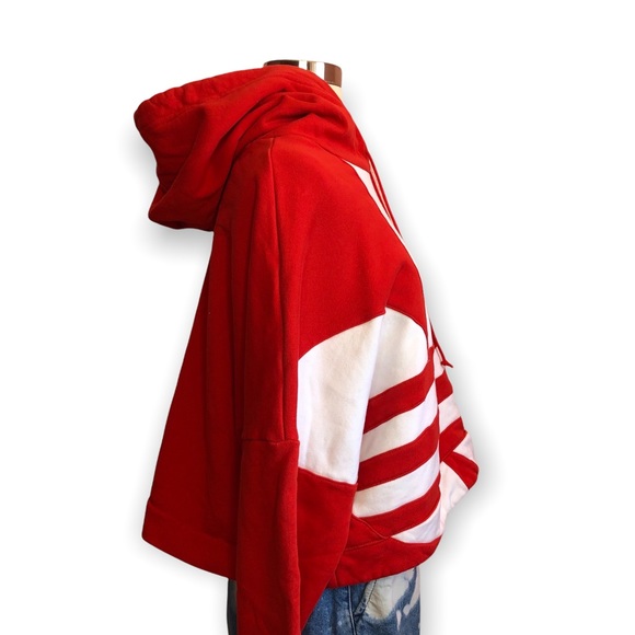 Adidas Sweatshirt Adidas Originals Cropped Large Trefoil Logo Hoodie- Small - Picture 2 of 8